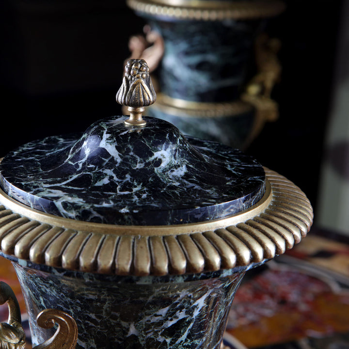 Pair of Marble and Ormolu Classical urns