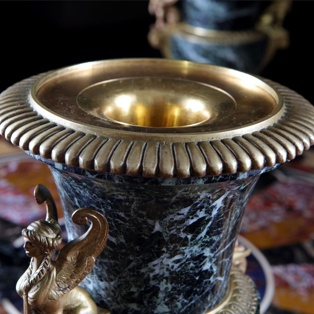 Pair of Marble and Ormolu Classical urns