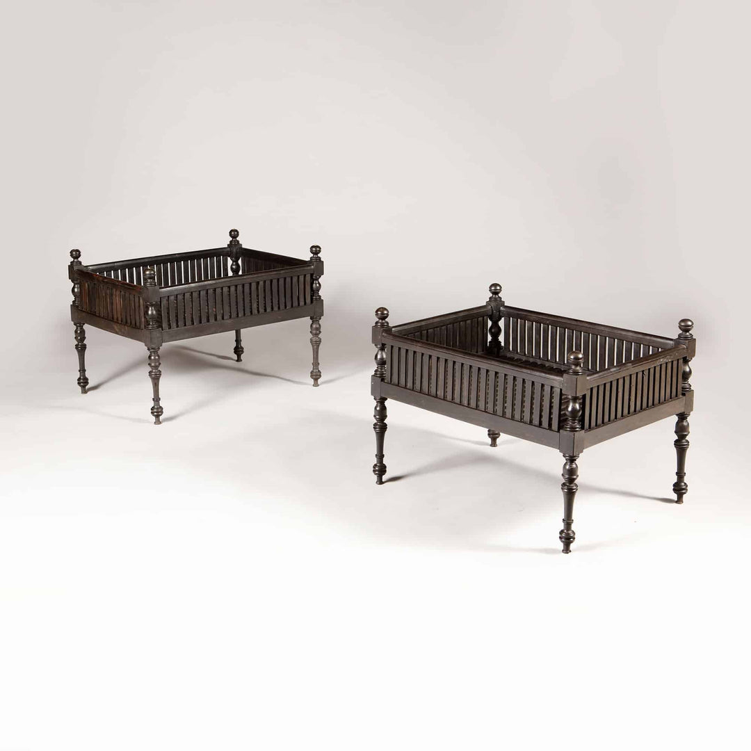 Pair of Anglo Indian Solid Ebony Dog Beds