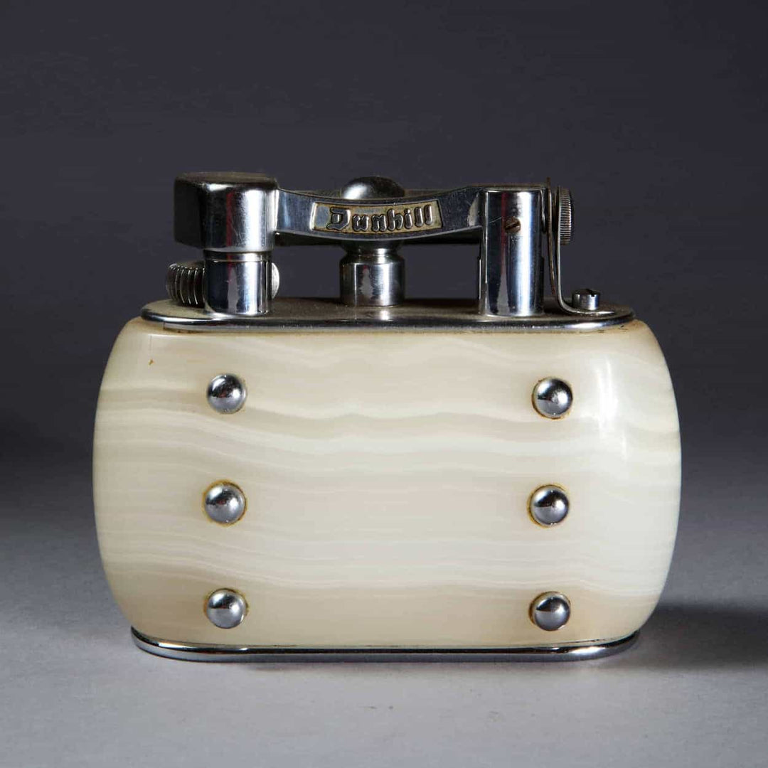 Dunhill Half Giant Onyx Table Lighter with Studs