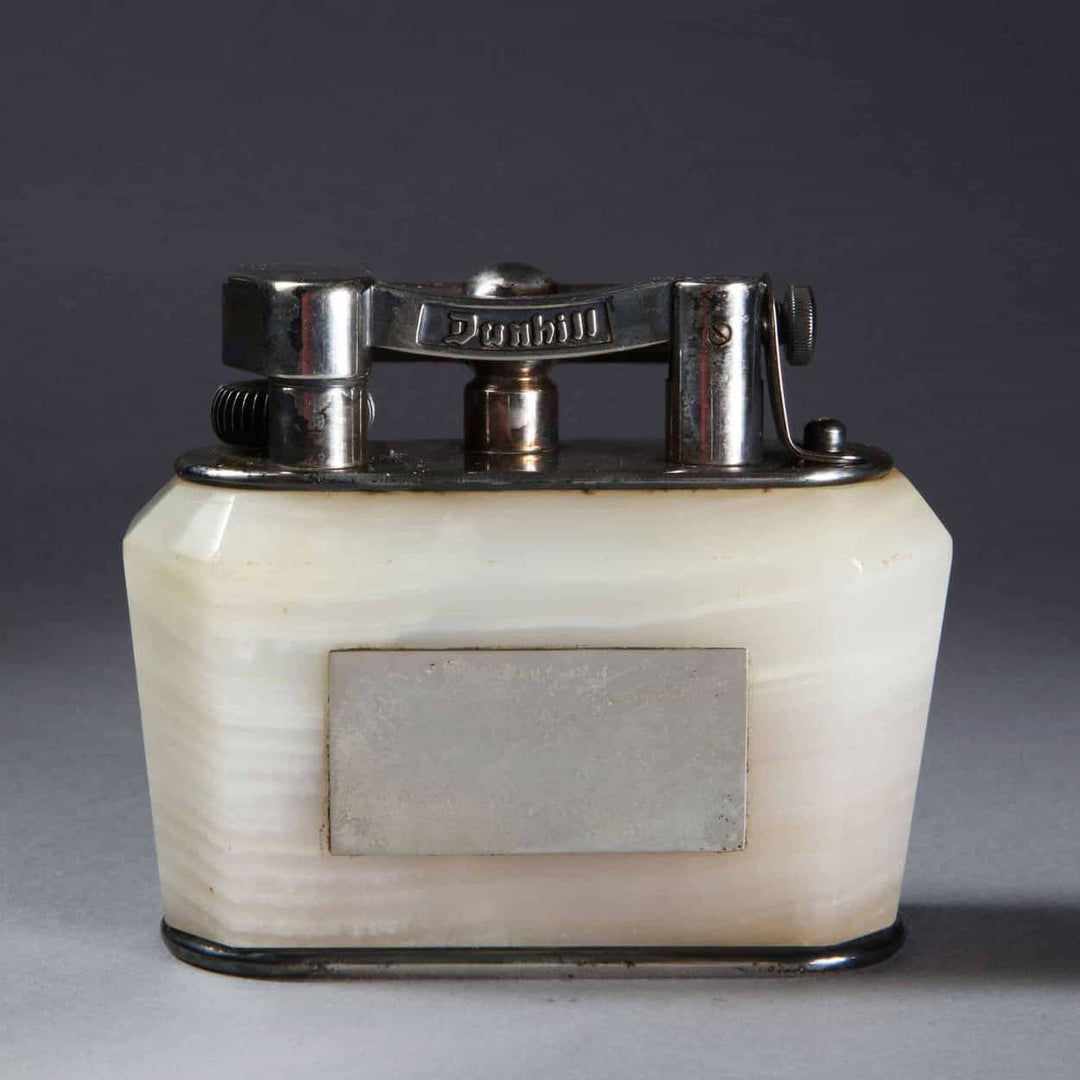 Dunhill Half Giant Silver Plated Onyx Table Lighter