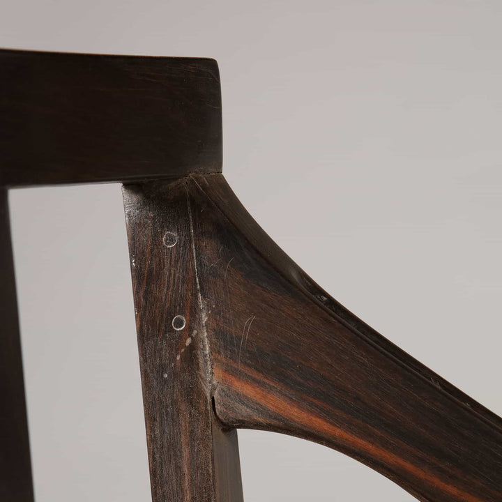 12 Solid Ebony Anglo Indian Dining chairs with Caned Seats
