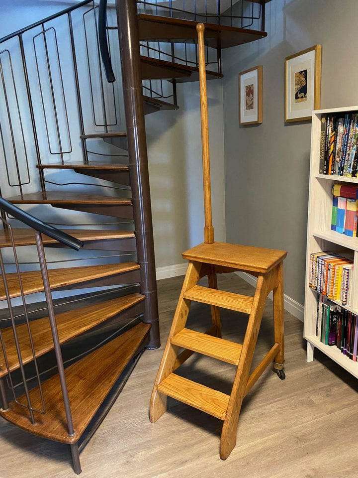 Arts and Crafts Set of Oak Library Steps