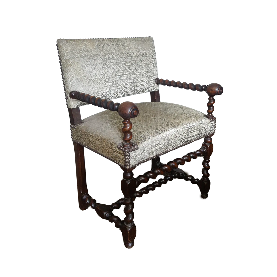 17th Century Barley Twist Walnut Armchair