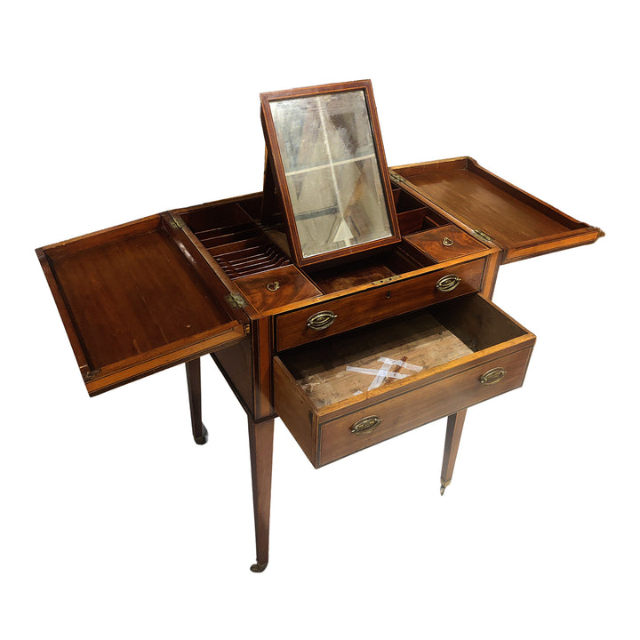George III Dressing Table Commissioned by Sir Joshua Reynolds with mahogany veneer and folding lid mirror