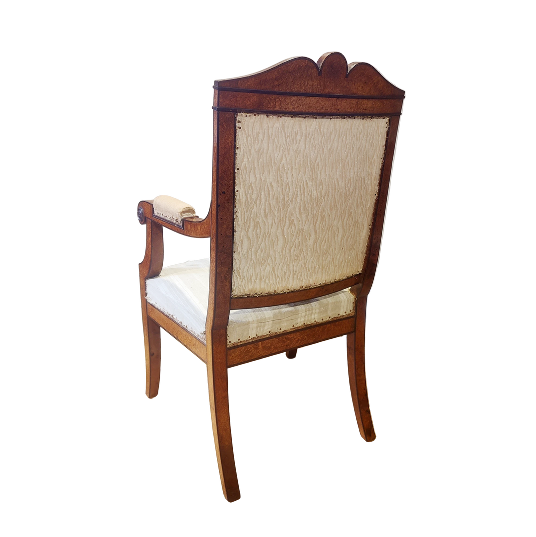 Pair of Baltic Biedermeier armchairs with elegant wood frame and cream upholstery from Collection CK40, priced at £4000