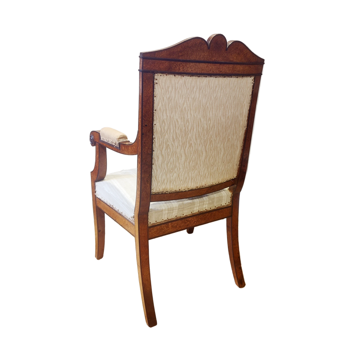 Pair of Baltic Biedermeier armchairs with elegant wood frame and cream upholstery from Collection CK40, priced at £4000