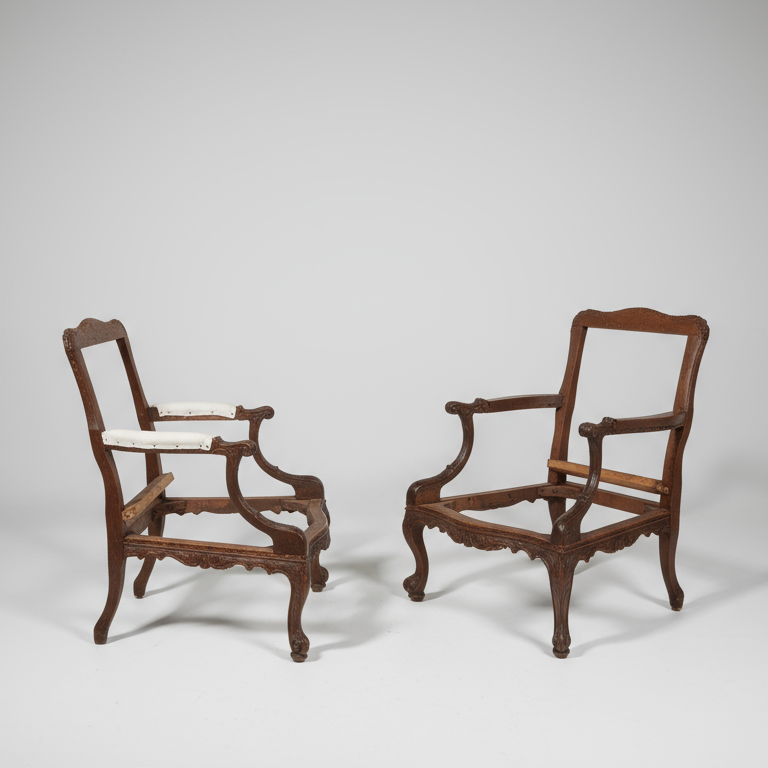 Pair of 19th century mahogany Gainsborough library chair frames from Collection CK40 with Chippendale style detailing