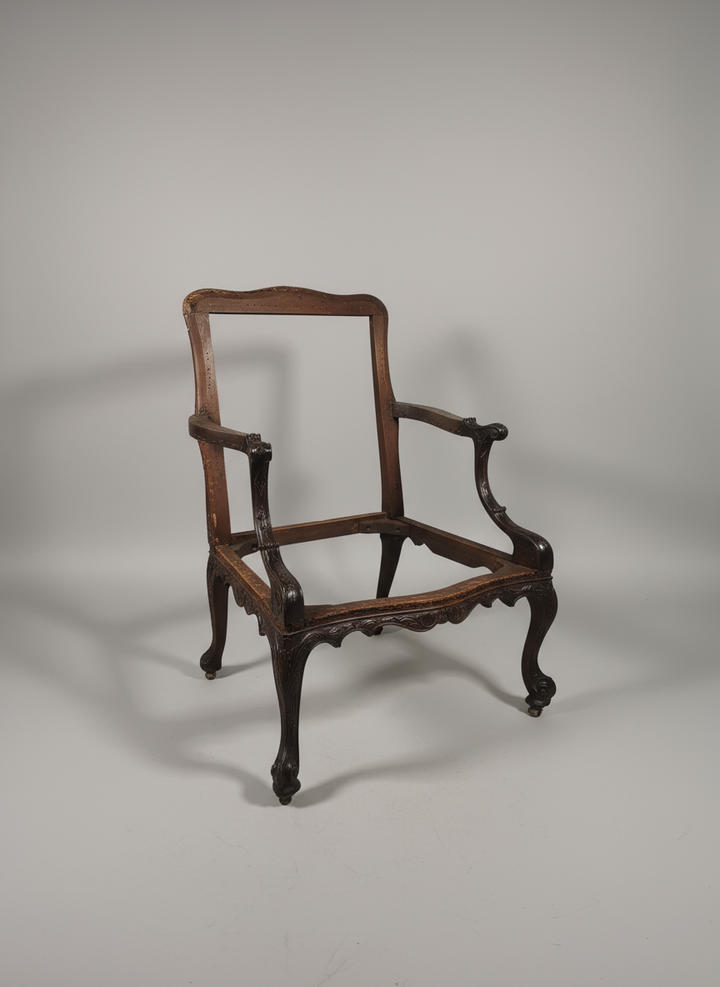 Pair of elegant Gainsborough library chair frames with carved wood design by Collection CK40 in a classic antique style