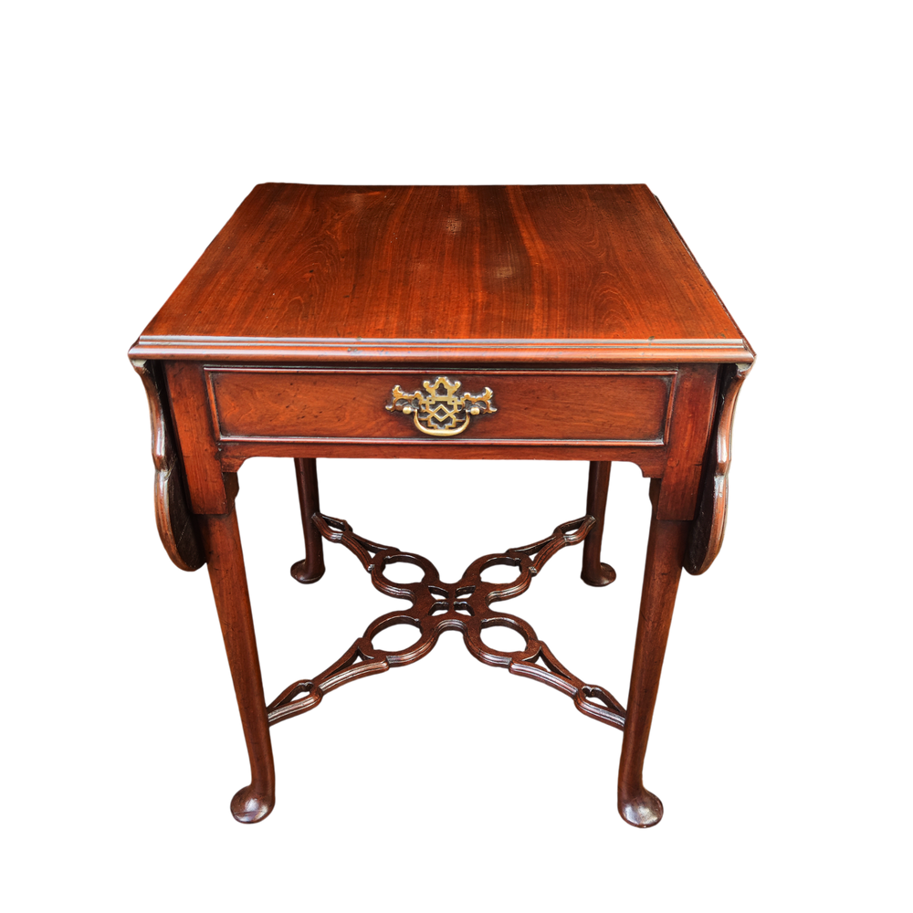 George II mahogany Pembroke table with single drawer and pierced stretcher from Collection CK30, early 18th century design
