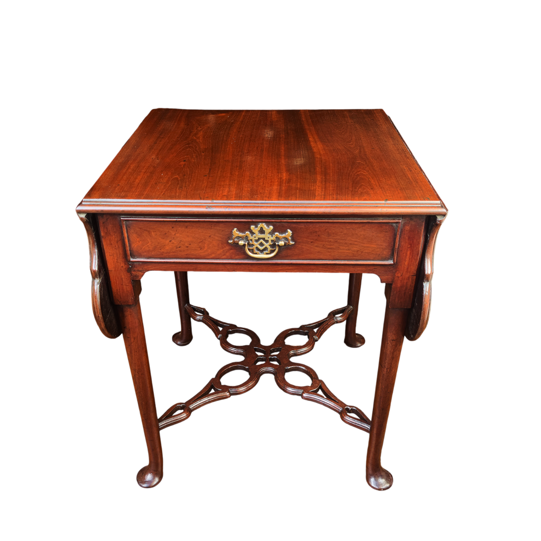 George II mahogany Pembroke table with single drawer and pierced stretcher from Collection CK30, early 18th century design