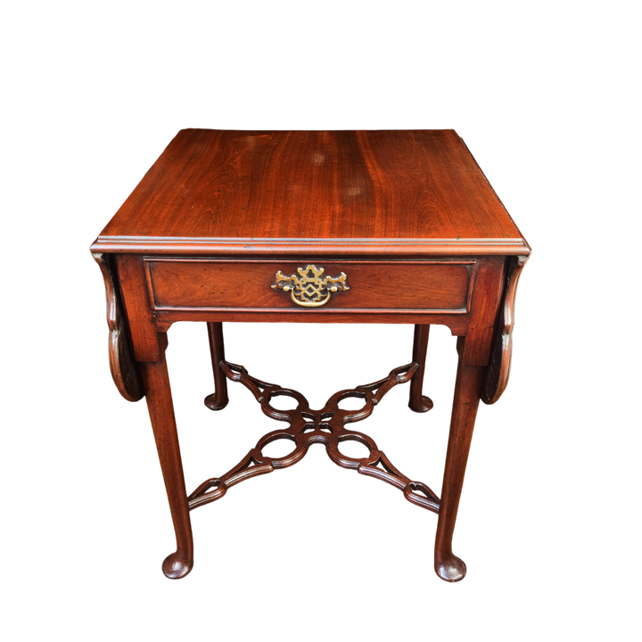 George II mahogany Pembroke table with single drawer and pierced stretcher from Collection CK30, early 18th century design