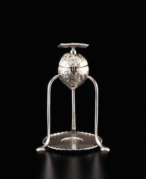 Rare silver-plate Hukin & Heath lemon squeezer c.1880 designed by Dr Christopher Dresser sold by Nicholas Wells Antiques