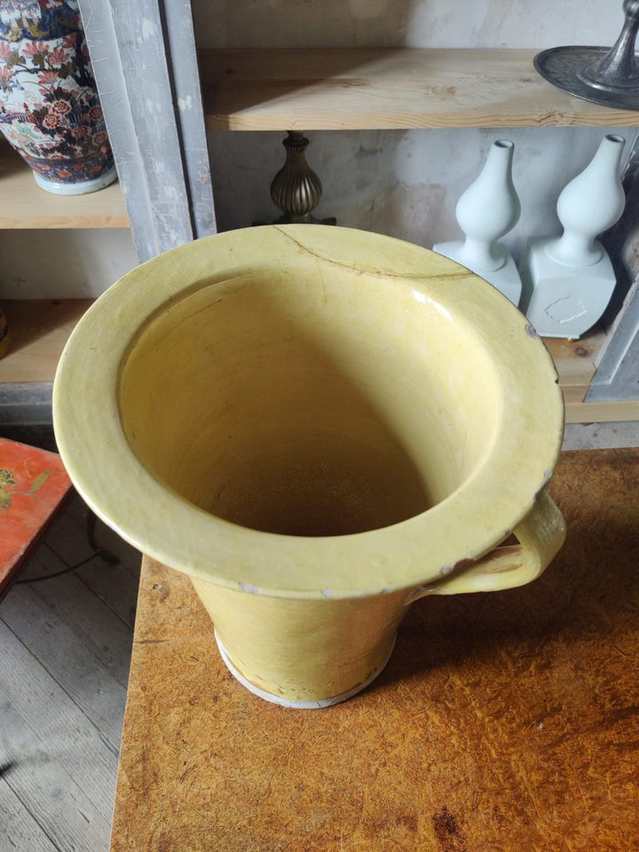 Large Yellow Two Handle Vase