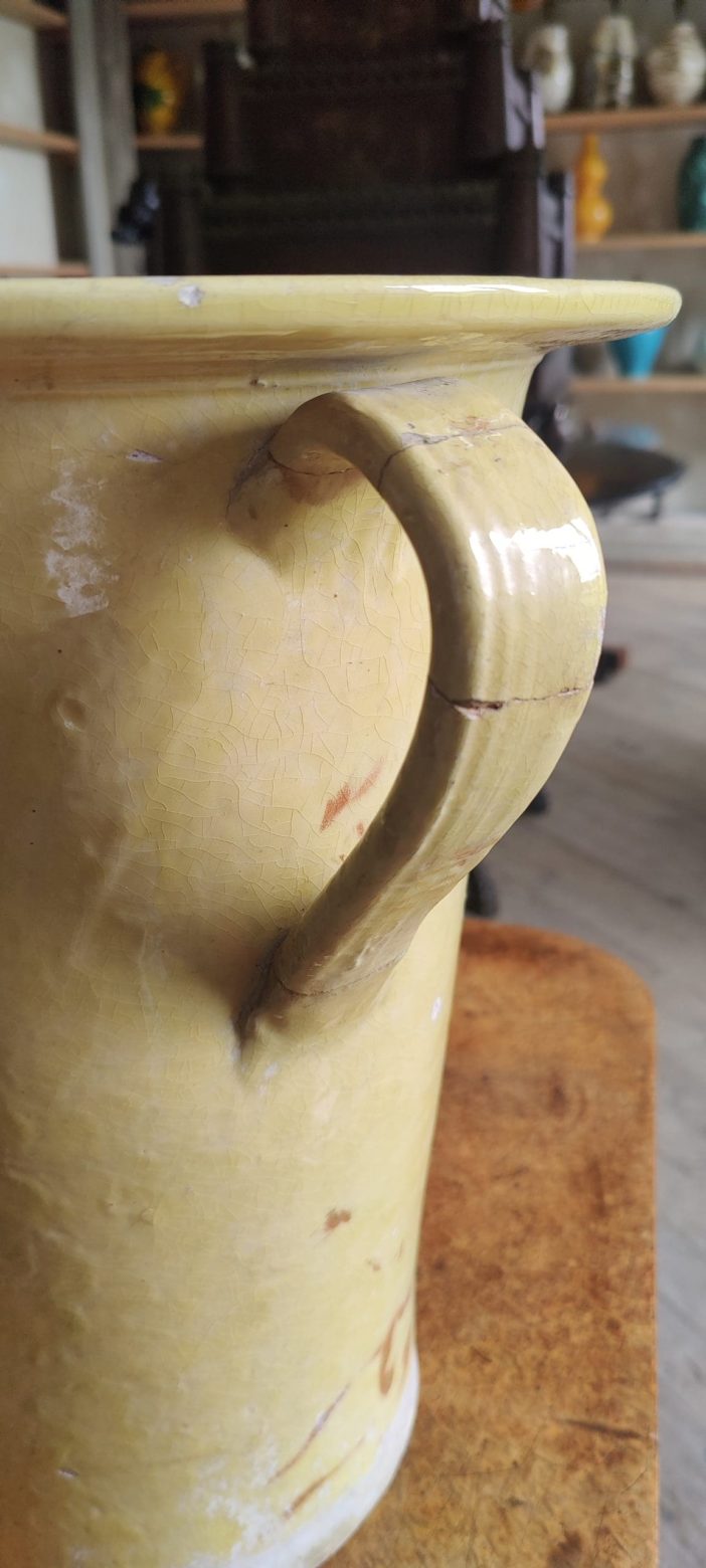 Large Yellow Two Handle Vase