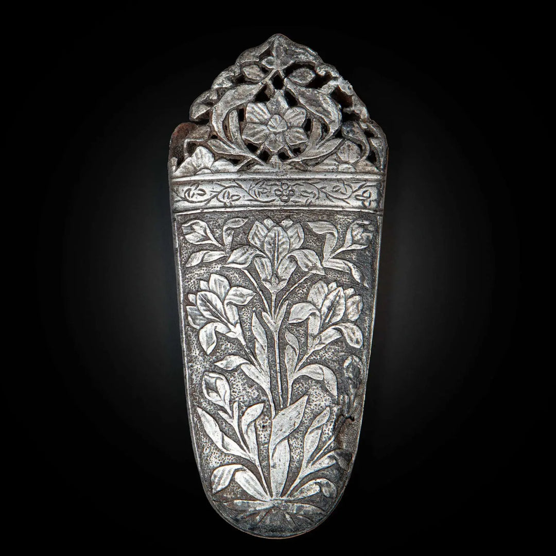 A fine carved cut-steel chape, Mughal India, 17th century