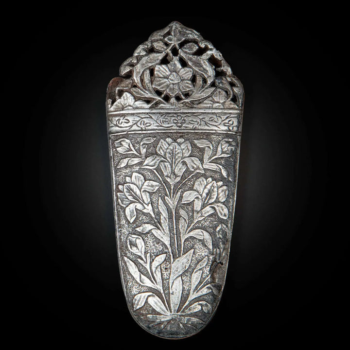 A fine carved cut-steel chape, Mughal India, 17th century