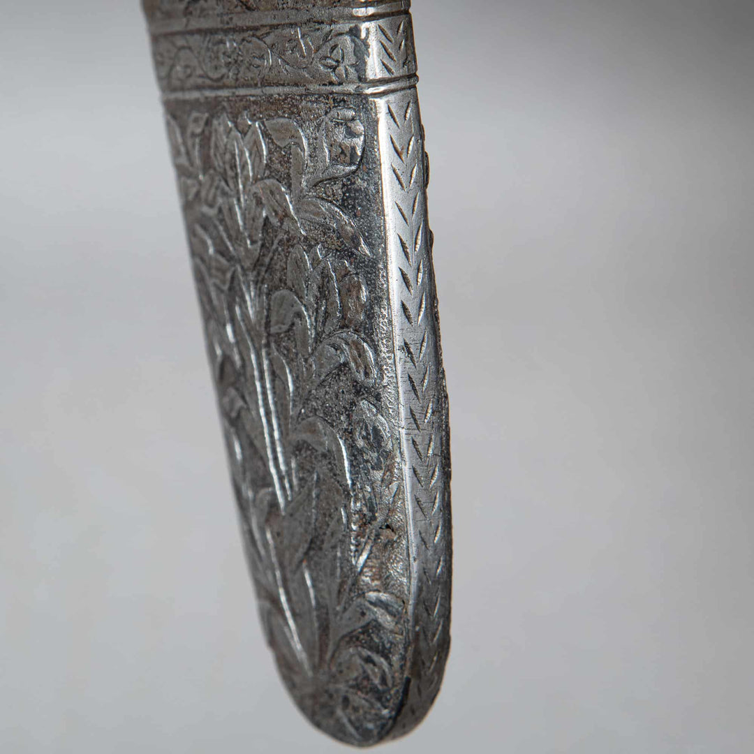 A fine carved cut-steel chape, Mughal India, 17th century