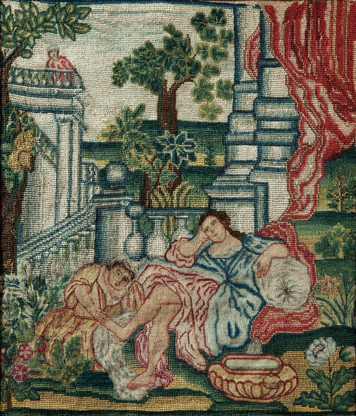 Needlework picture of David and Bathsheba