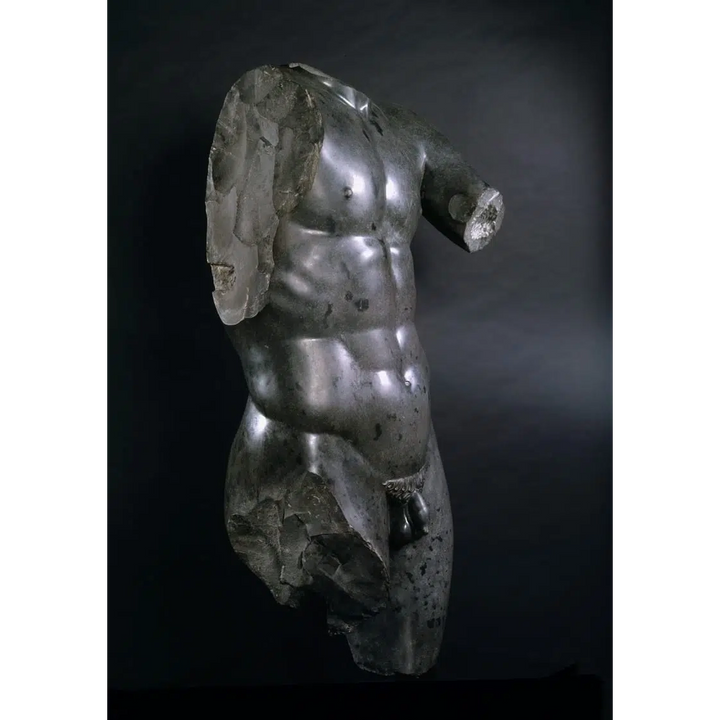 Black Basalt Statue ‘The Scraper’ Torso after Lysippos Apoxyomenos life-sized classical sculpture