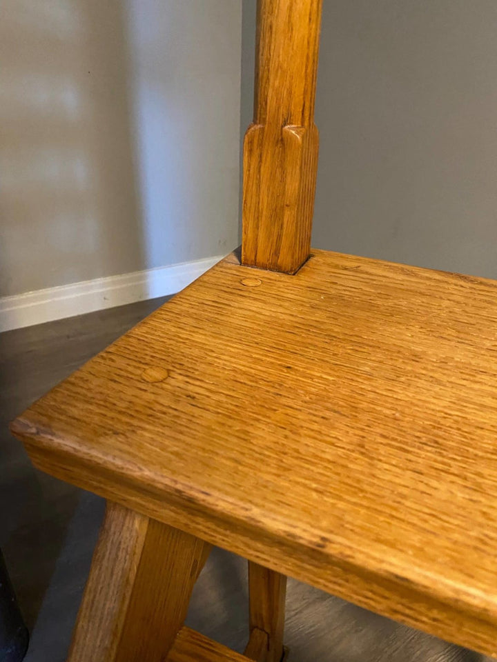 Arts and Crafts Set of Oak Library Steps