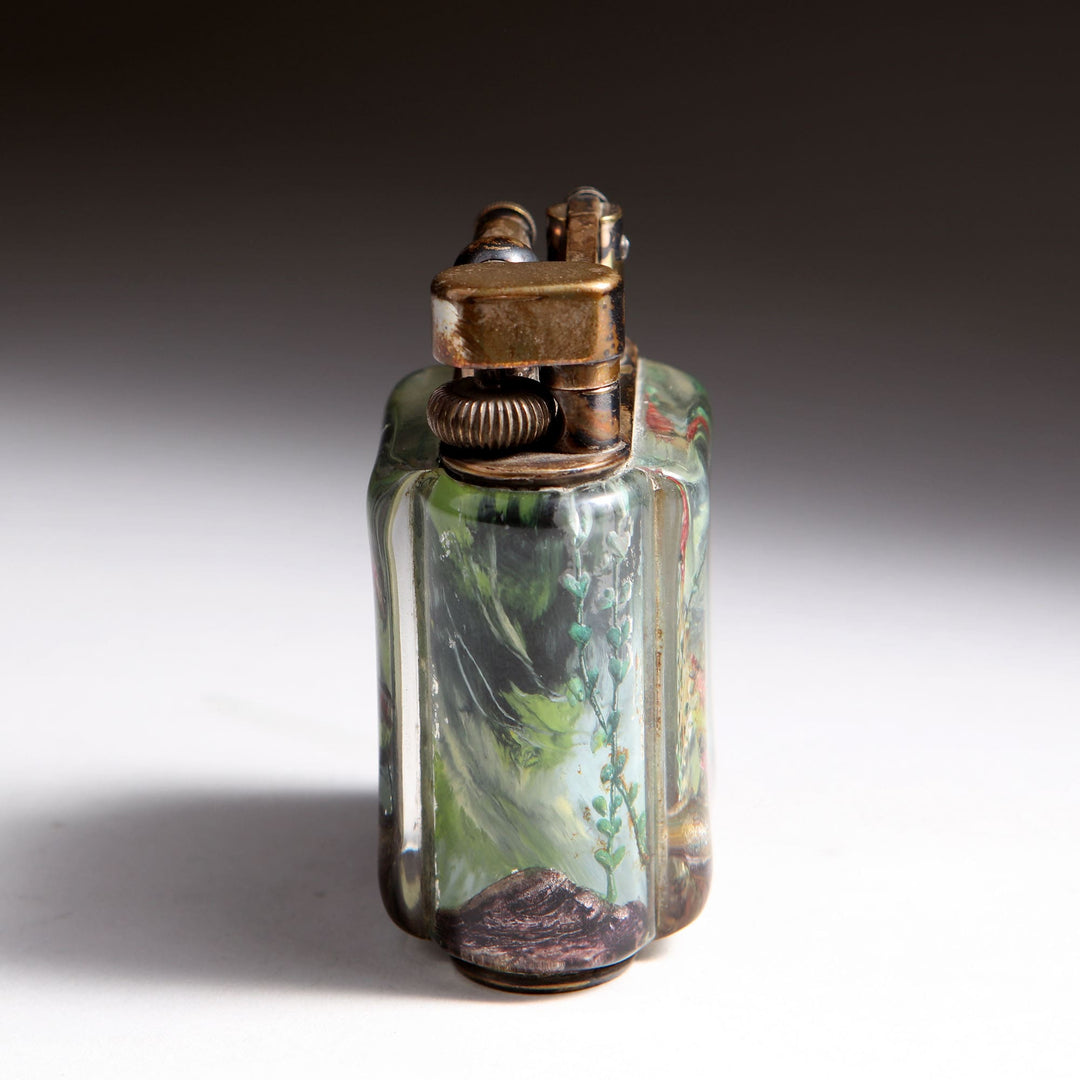 Vintage Service Size Dunhill Aquarium pocket lighter with reverse intaglio lucite panels by Collection JA10