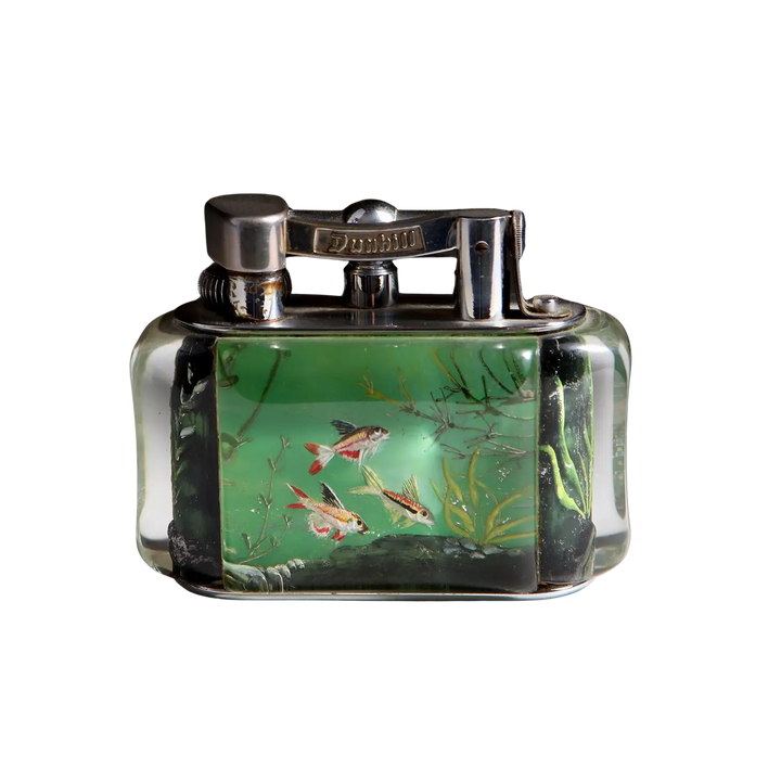 Dunhill Aquairium Table Lighter – Freshwater Scene in Green