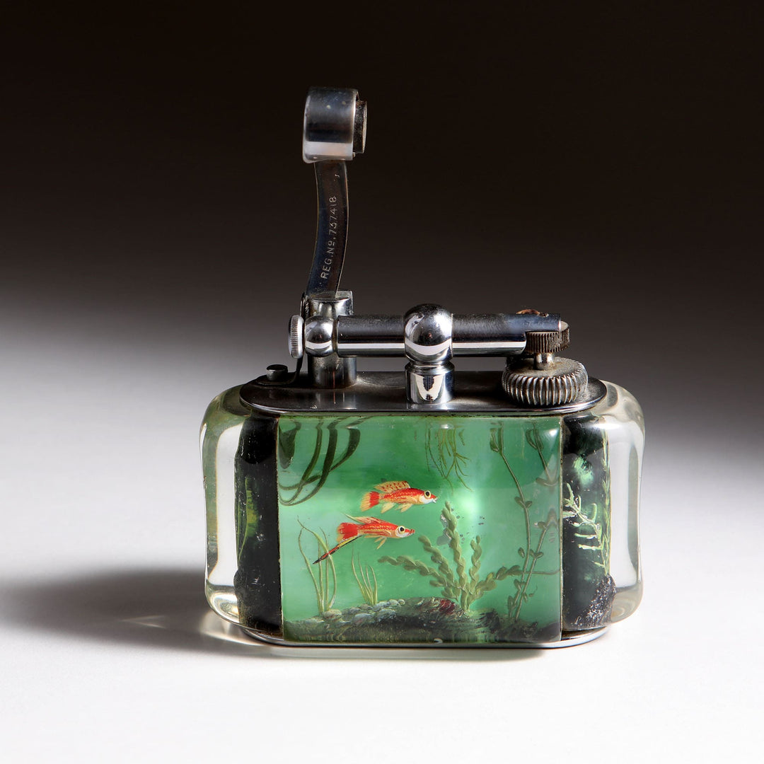 Dunhill Aquairium Table Lighter – Freshwater Scene in Green
