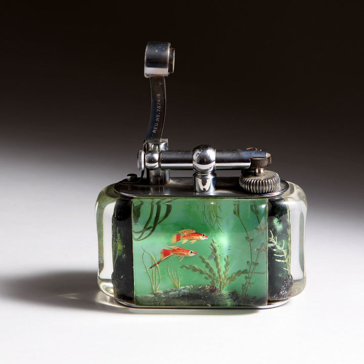 Dunhill Aquairium Table Lighter – Freshwater Scene in Green