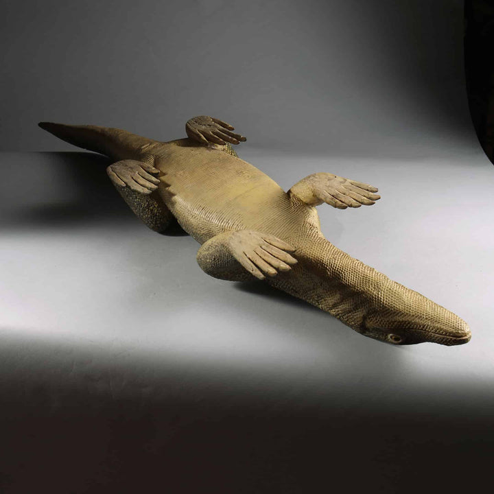 CARVED WOOD FIGURE OF A KOMODO DRAGON, INDONESIA, 20TH CENTURY