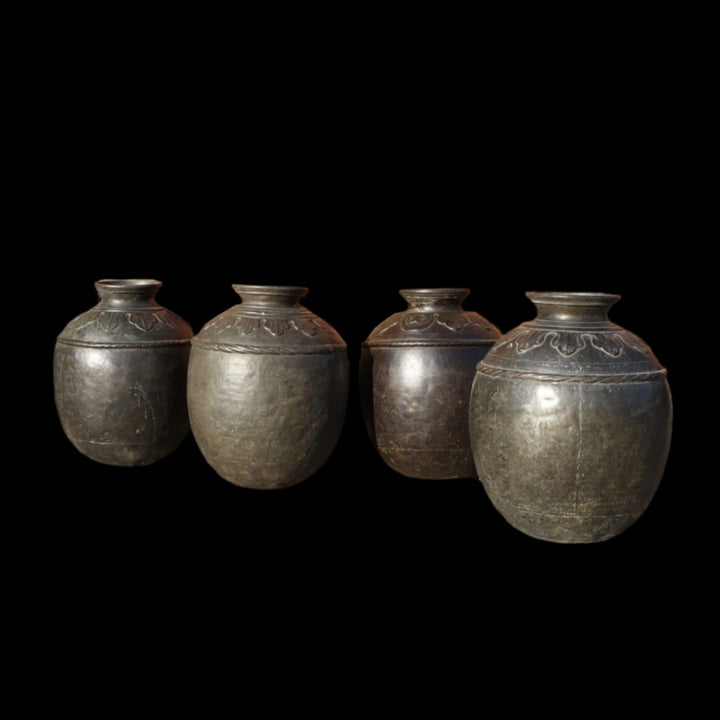 A Set of Four Large Scale Sindh Bronze Pots