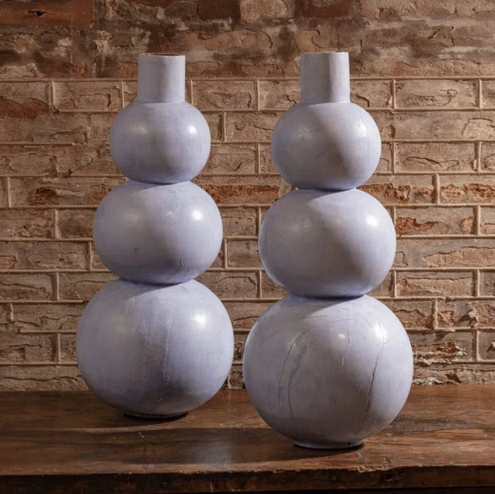 Pair of Tall Triple Gourd Turned Lamps