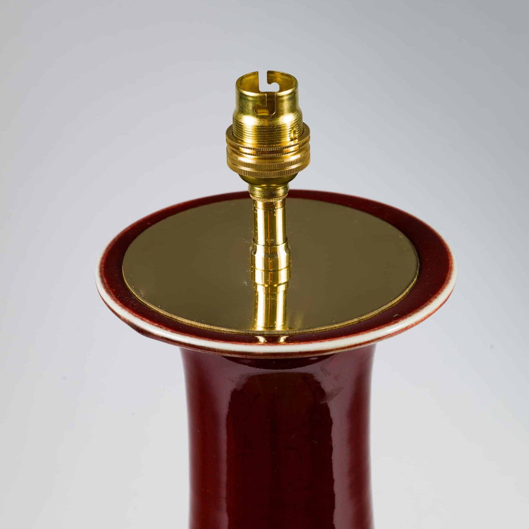 Chinese Sang de Boeuf Glazed Vase mounted as a Table lamp with water gilt wooden base circa 1950