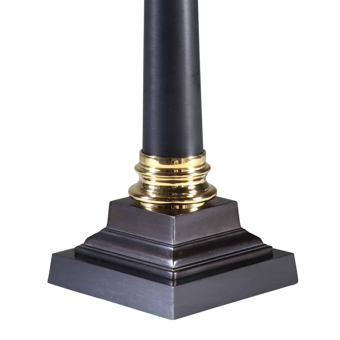 Pair of Corinthian Black Tole Column Lamp With Stepped Black Base AJ6