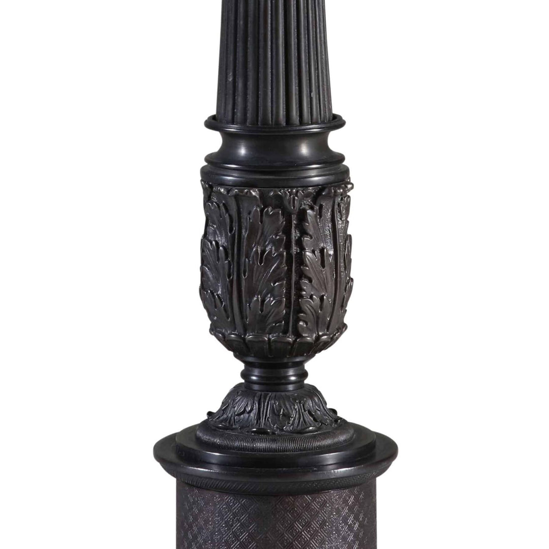 Pair of Dark Bronze Empire Column Lamps After The Antique AJX