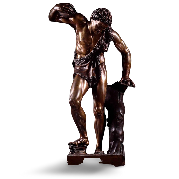 Bacchanalian Bronze Faun After Soldani antique bronze sculpture of a faun with detailed muscular form circa 1800