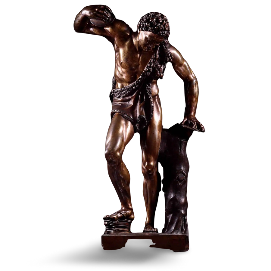 Bacchanalian Bronze Faun After Soldani antique bronze sculpture of a faun with detailed muscular form circa 1800