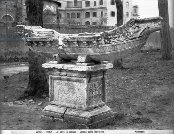 Grand Tour Breche Sanguine & Gilt Bronze Mounted Navicella, 19th century marble sculpture of Roman Galley on ornate plinth.