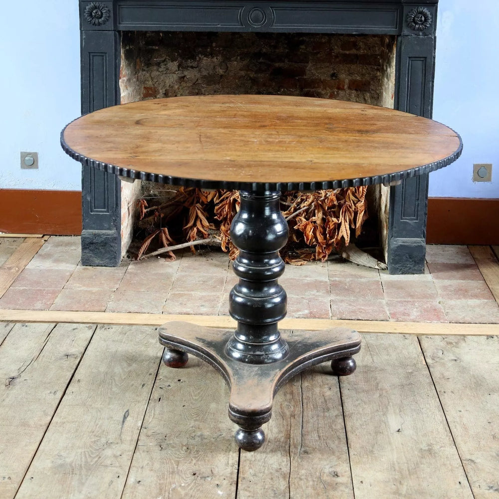 Anglo Indian Tilt Top Pedestal Centre Table with Sheesham wood top and ebonized pedestal base circa 1860.
