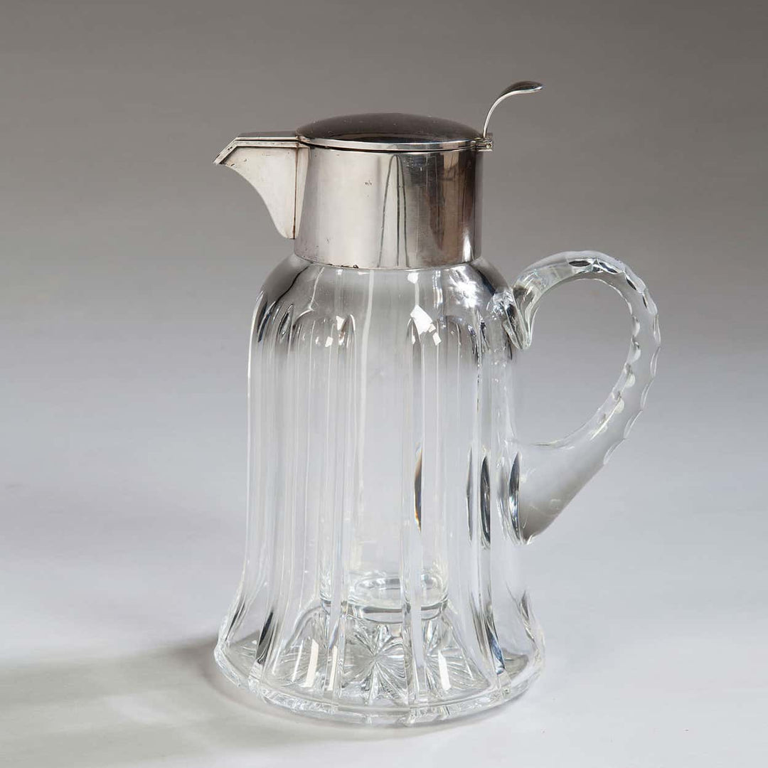 Art Deco Asprey .925 Silver And Cut Crystal Lemonade Jug