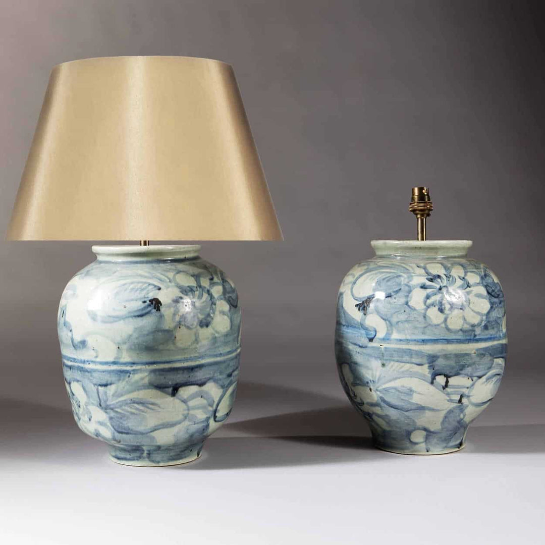 Pair Of Chinese Porcelain Blue And White Vases As Lamps