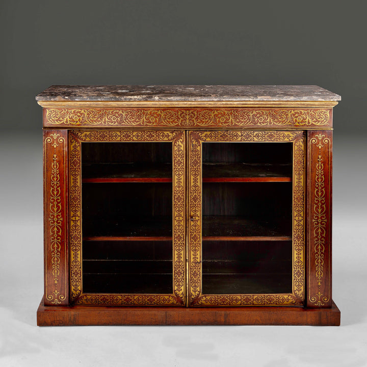 A late Regency brass inlaid side cabinet