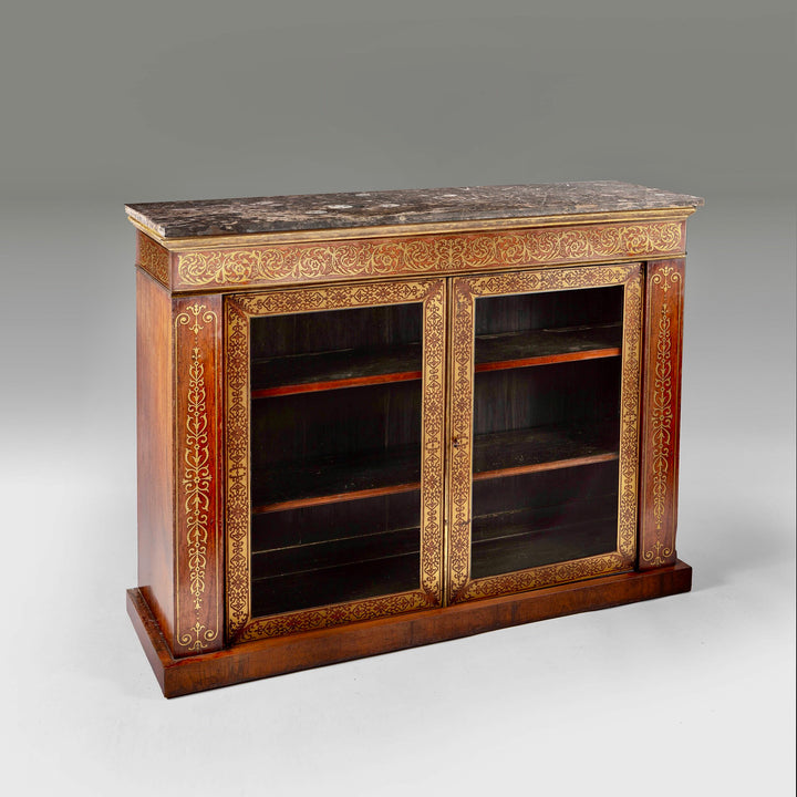 A late Regency brass inlaid side cabinet