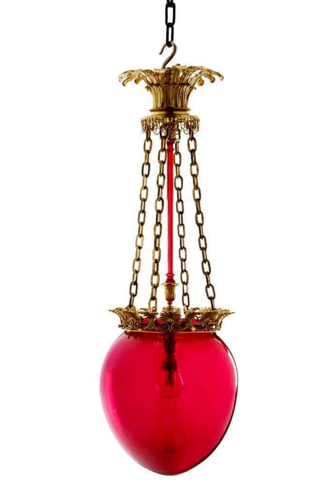 Regency  Cranberry Glass Pendant Lantern
