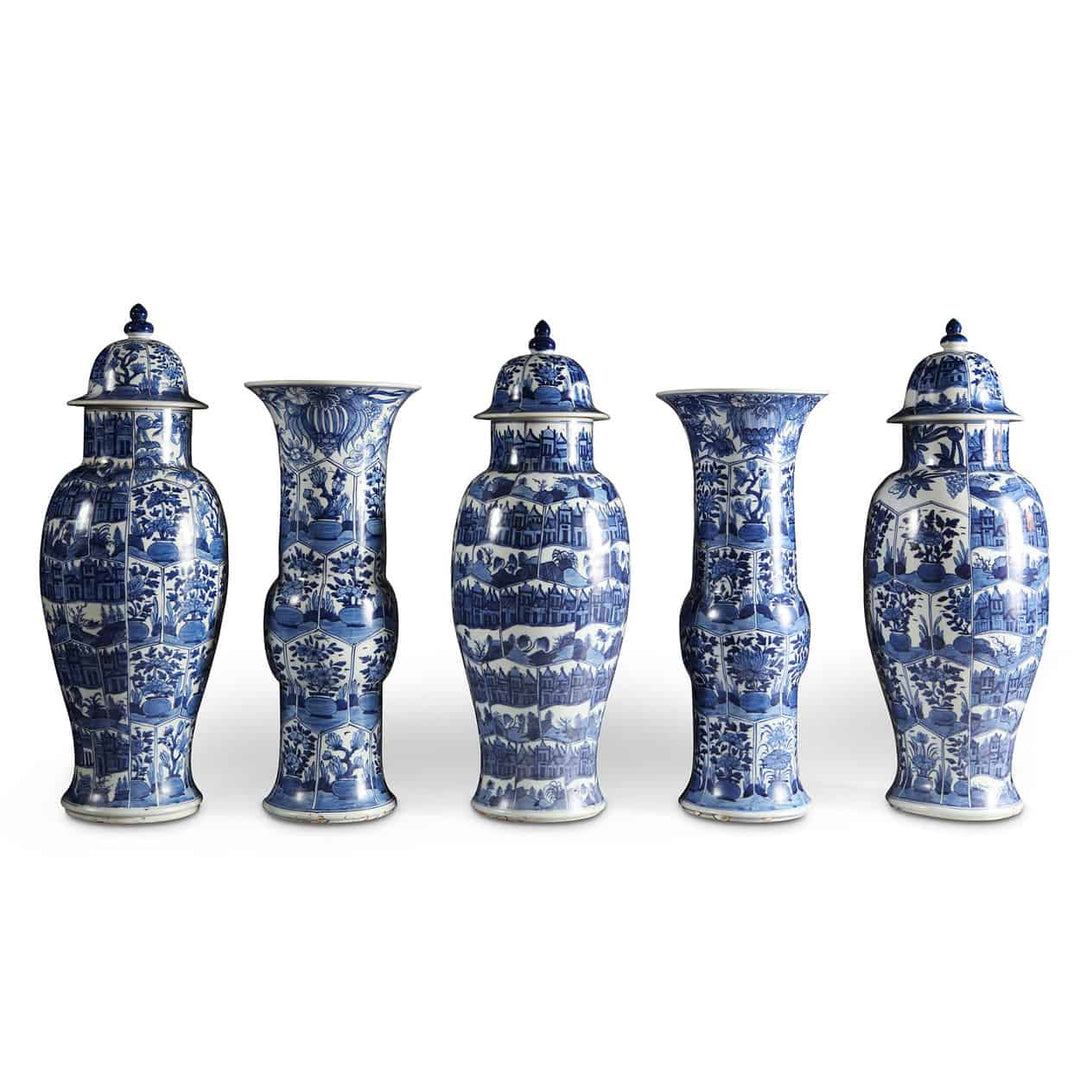 Blue and White Porcelain Garniture
