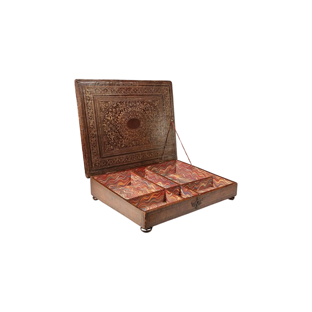 17th Century Tooled Leather Ducal Writing Box