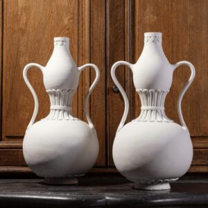 Pair of Swan Neck Double Gourd Lamps By Andrew Allfree
