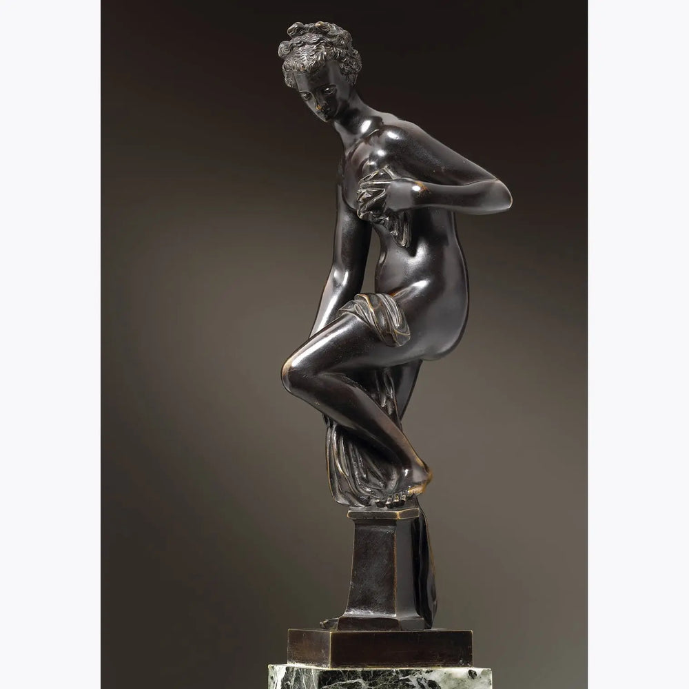 Giambologna early 19th century bronze Venus statue, classical revival, Italy circa 1830, 35 cm tall on stand 46 cm.