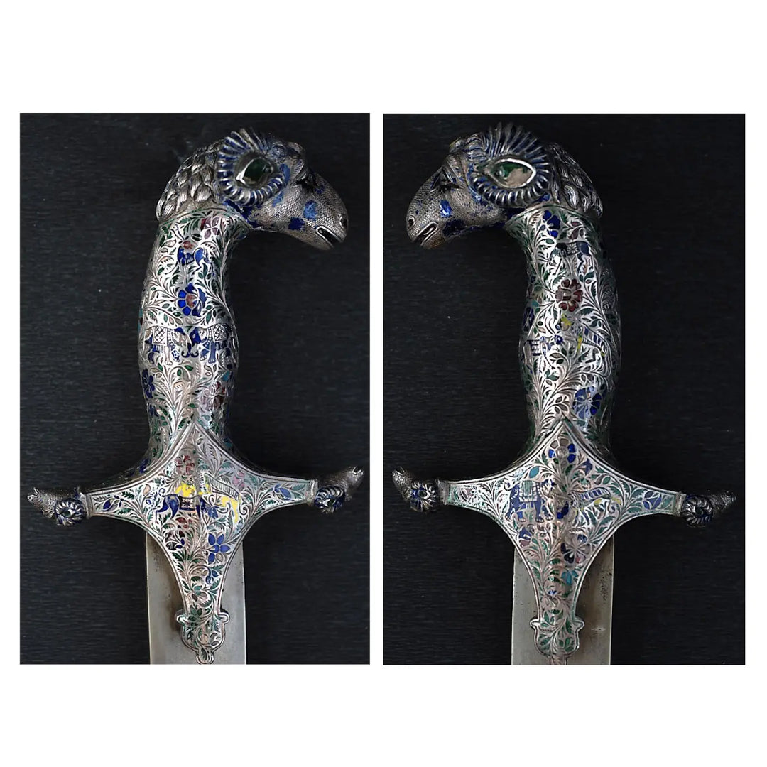 Indian shamshir with Lucknow enamel hilt