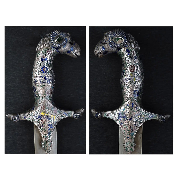Indian shamshir with Lucknow enamel hilt